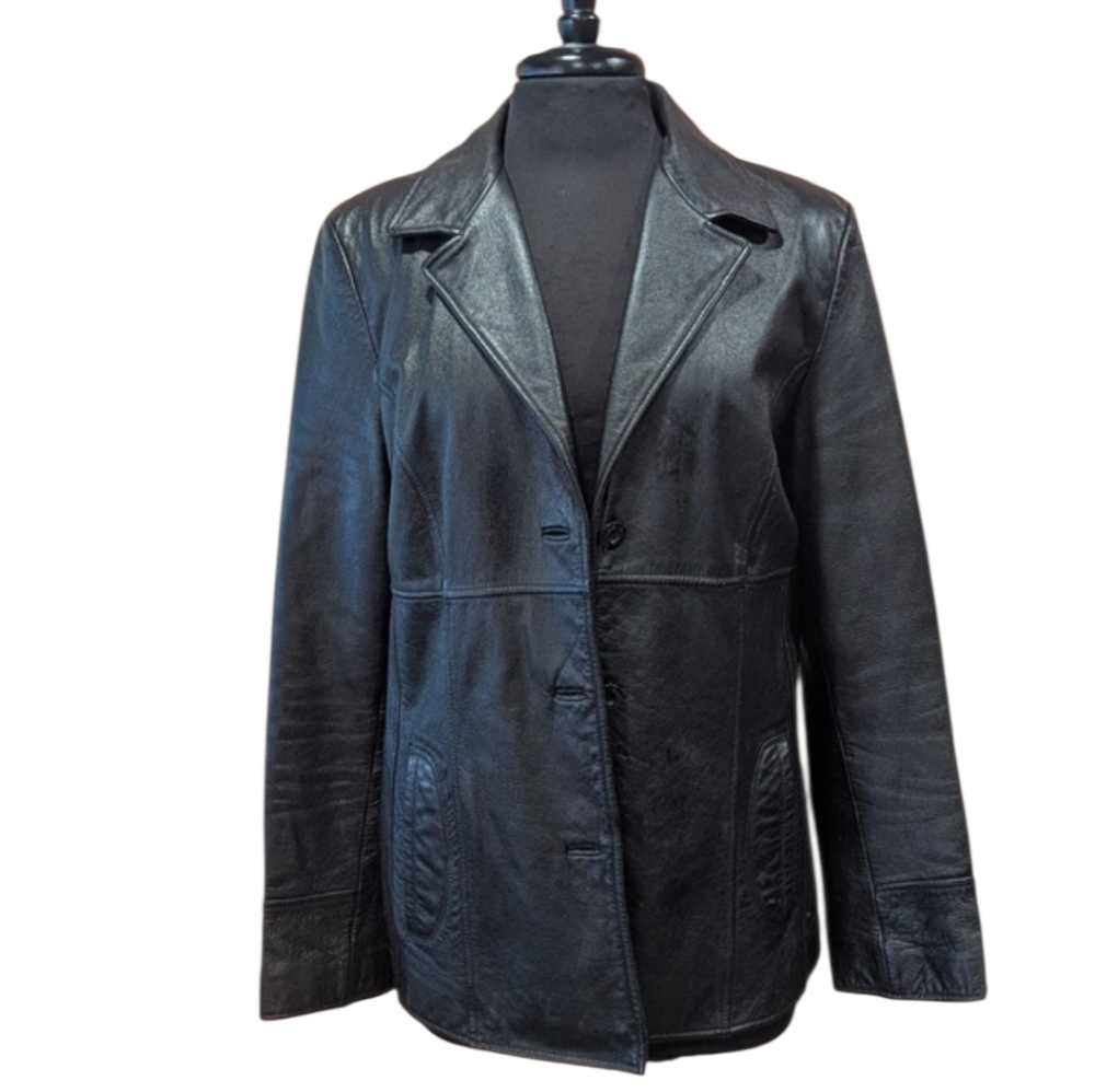 Vintage Y2K Wilson's Leather Jacket Large Distressed Blazer Buffy Baddie